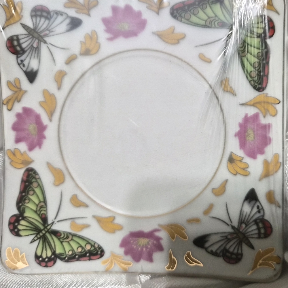Bijoux Terner Demitasse Cups & Saucers Butterflies & Blossoms Set Porcelain VTG - Picture 3 of 6